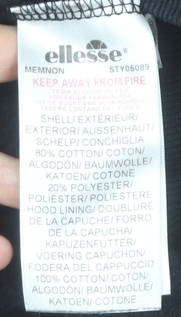 Ellesse Womens Black Hoodie UK 14 Pullover Cotton Blend Sport Sweatshirt