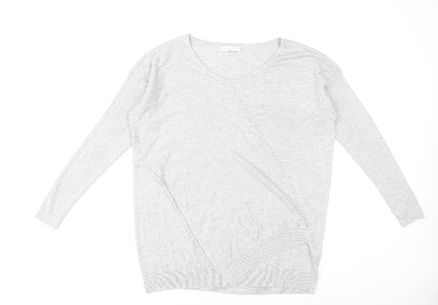 RJR John Rocha Women’s Grey Size 16 V-Neck Long Sleeve Pullover Jumper