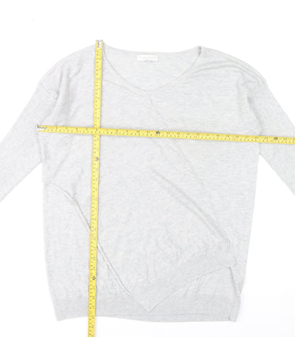 RJR John Rocha Women’s Grey Size 16 V-Neck Long Sleeve Pullover Jumper