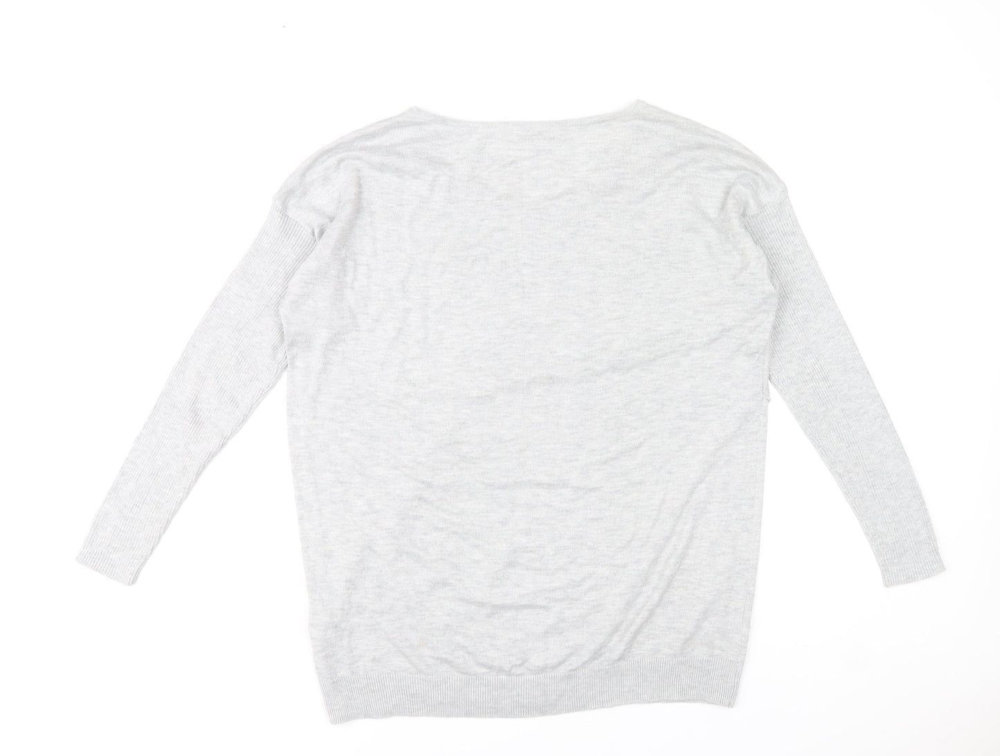 RJR John Rocha Women’s Grey Size 16 V-Neck Long Sleeve Pullover Jumper