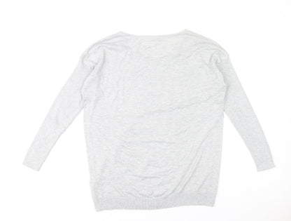 RJR John Rocha Women’s Grey Size 16 V-Neck Long Sleeve Pullover Jumper