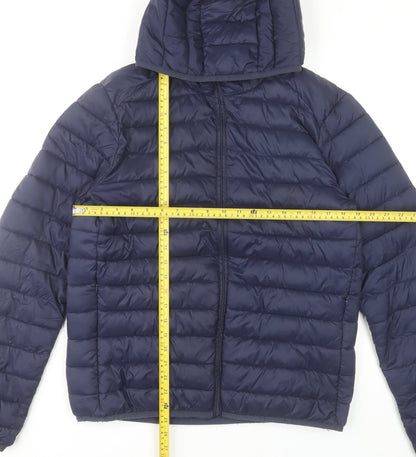 St. Bernard Men’s Blue Puffer Jacket L 41-43" Hooded Lightweight