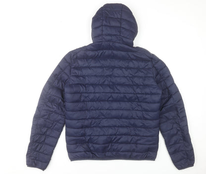 St. Bernard Men’s Blue Puffer Jacket L 41-43" Hooded Lightweight