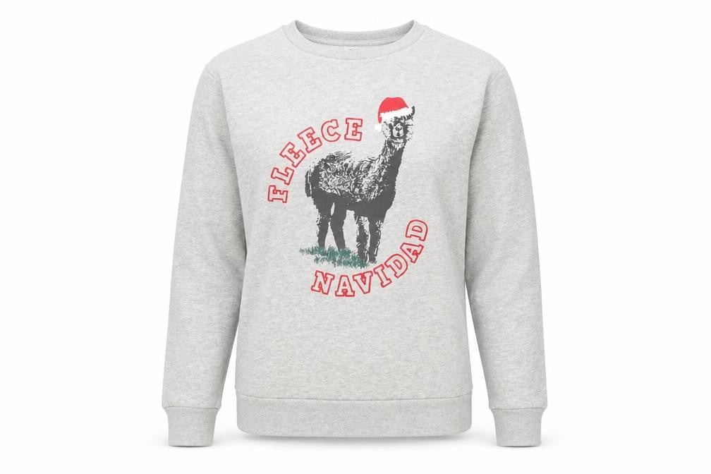 Front view of Dunnes Men's Grey Christmas Sweatshirt XS Crew Neck Pullover