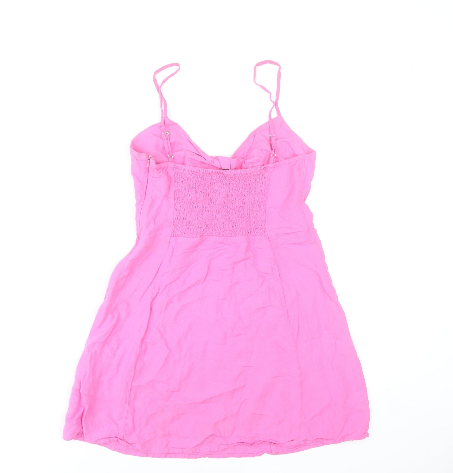 Bershka Womens Pink Slip Dress S Viscose Linen Summer Casual