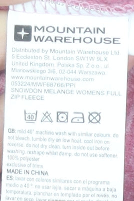 Mountain Warehouse Womens Pink Fleece Full Zip Jacket UK 12