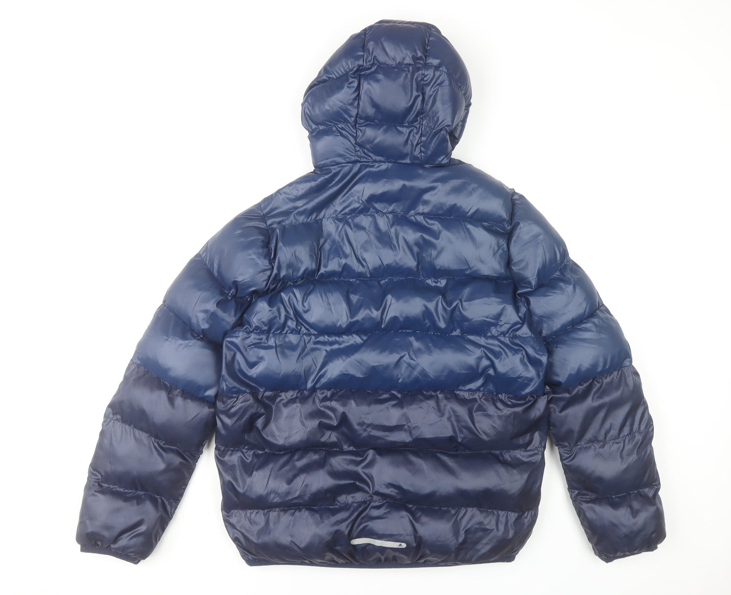 Adidas Boys Blue Hooded Puffer Jacket 13-14Y Winter Warm Polyester