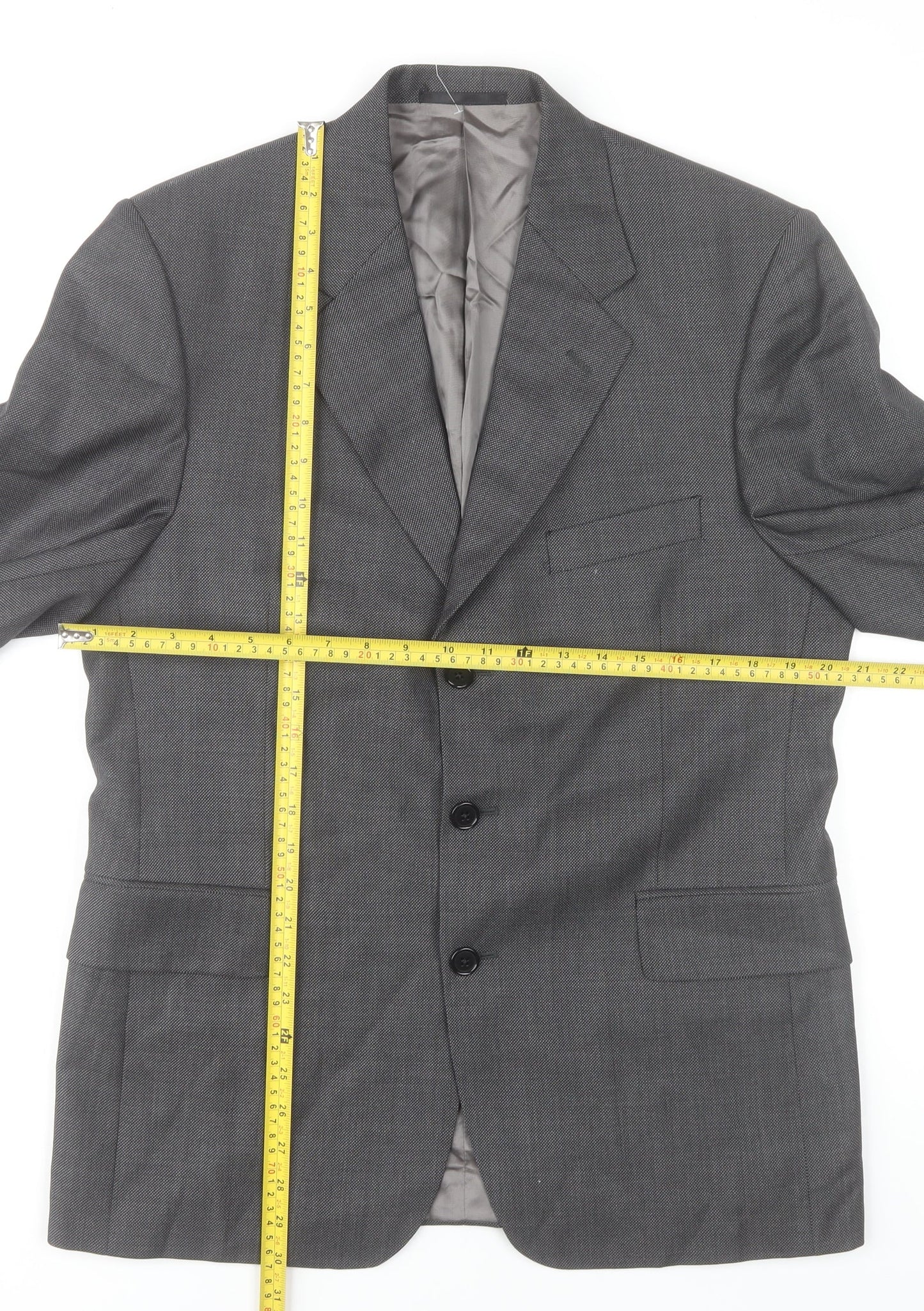 Austin Reed Men’s Grey Wool Blazer Jacket 40 Regular Classic Fit