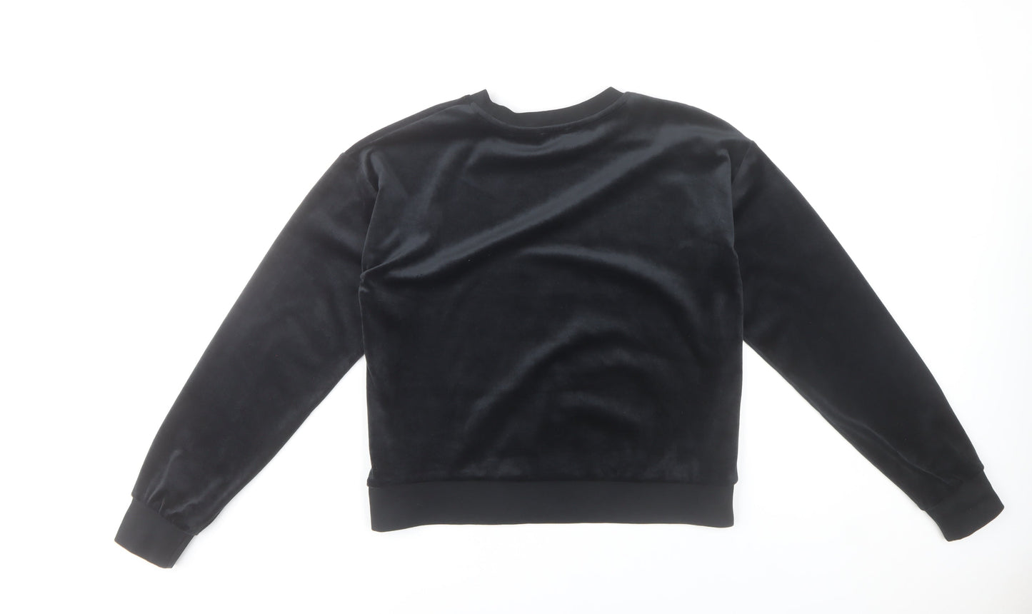 Juicy Couture Girls Black Velour Logo Pullover Sweatshirt Size 14-15 Years