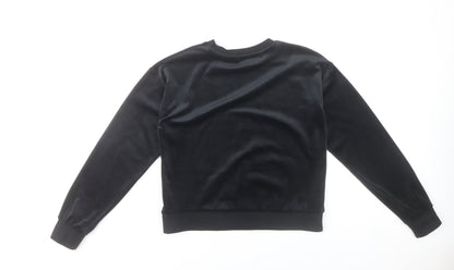 Juicy Couture Girls Black Velour Logo Pullover Sweatshirt Size 14-15 Years