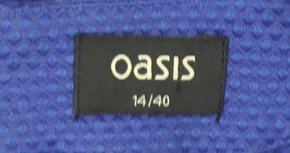 Oasis Women Blue Fit & Flare Sleeveless V-Neck Dress Size 14