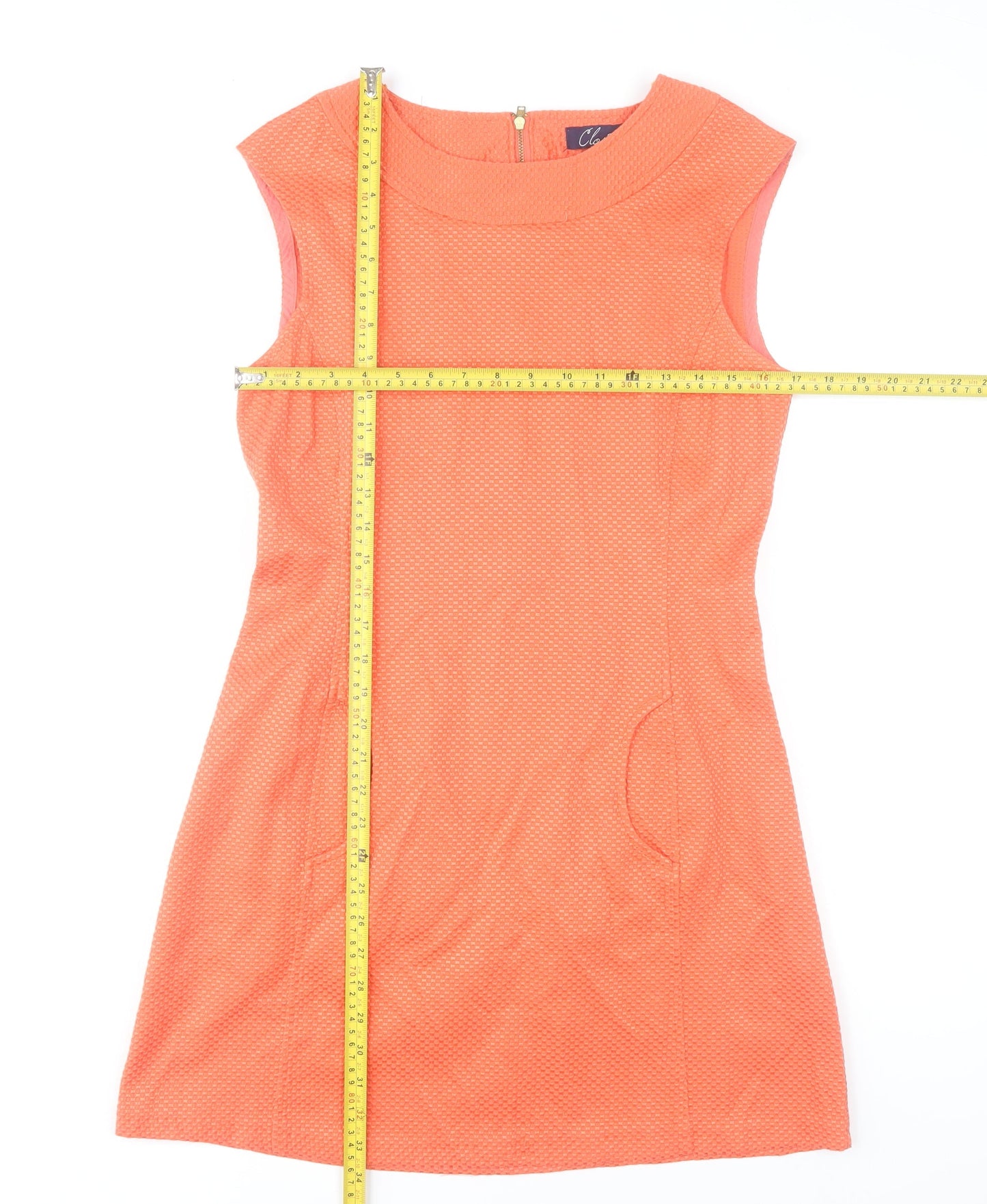 Closet Women’s Orange Shift Dress Size 14 Sleeveless Knee Length