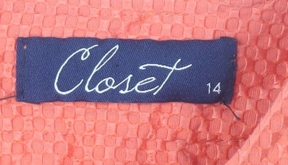 Closet Women’s Orange Shift Dress Size 14 Sleeveless Knee Length