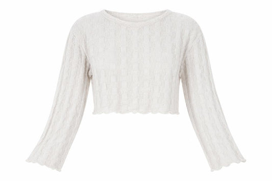 Pull & Bear Women’s Beige Open-Knit Cropped Jumper Size 12