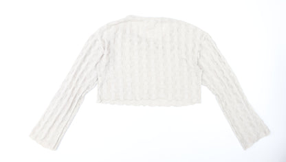 Pull & Bear Women’s Beige Open-Knit Cropped Jumper Size 12