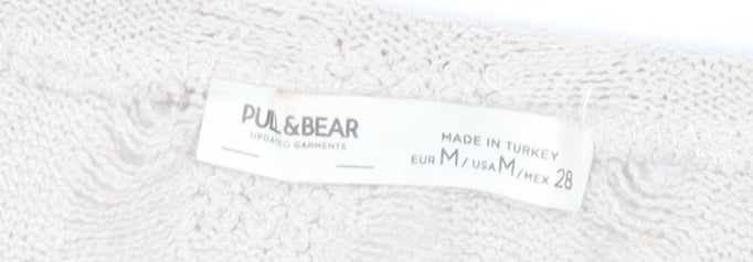 Pull & Bear Women’s Beige Open-Knit Cropped Jumper Size 12