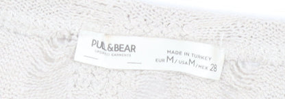 Pull & Bear Women’s Beige Open-Knit Cropped Jumper Size 12