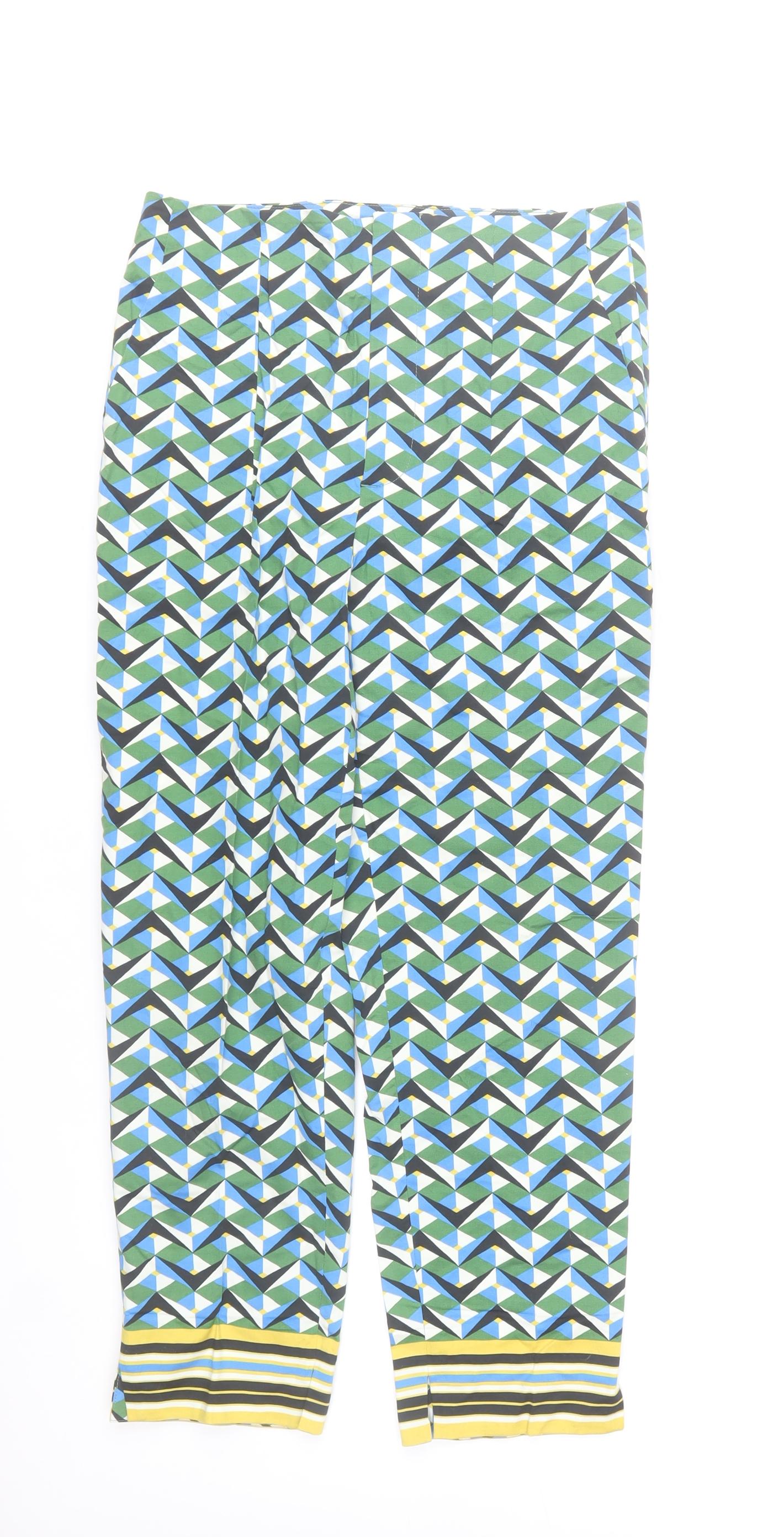 Zara Women Multicoloured Geometric Cropped Trousers Size 10