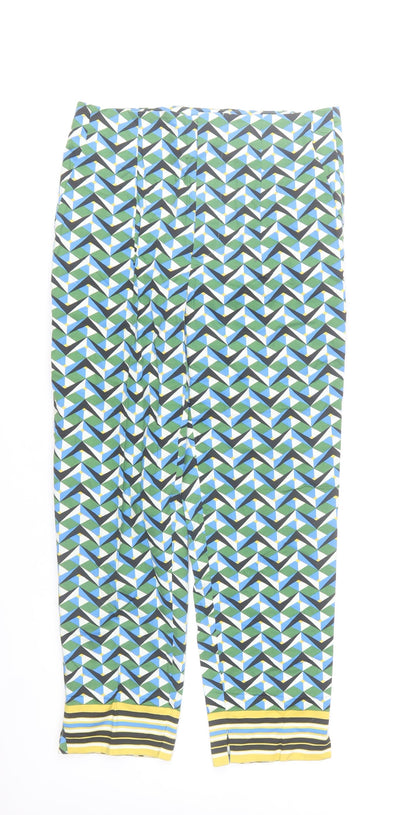 Zara Women Multicoloured Geometric Cropped Trousers Size 10