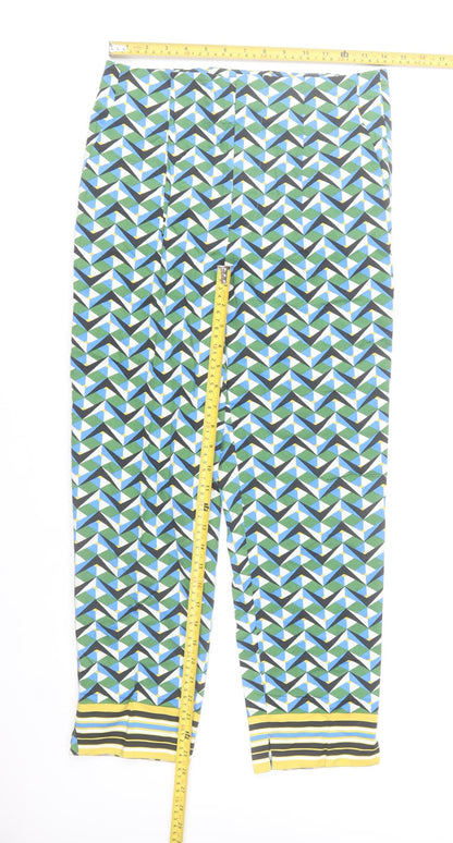 Zara Women Multicoloured Geometric Cropped Trousers Size 10