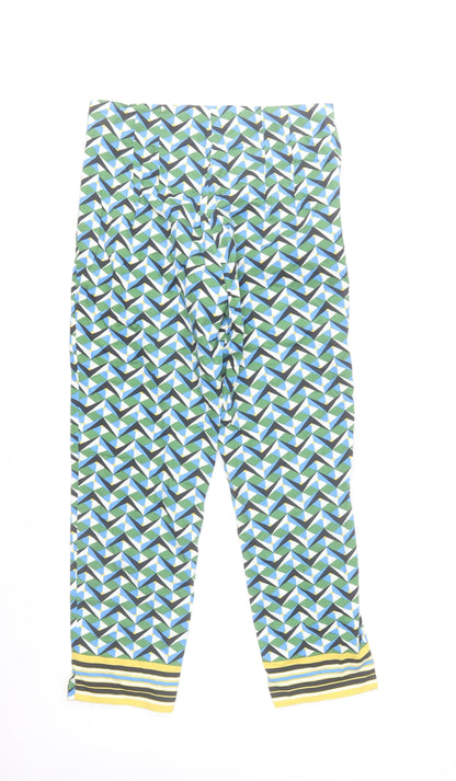 Zara Women Multicoloured Geometric Cropped Trousers Size 10