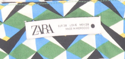 Zara Women Multicoloured Geometric Cropped Trousers Size 10