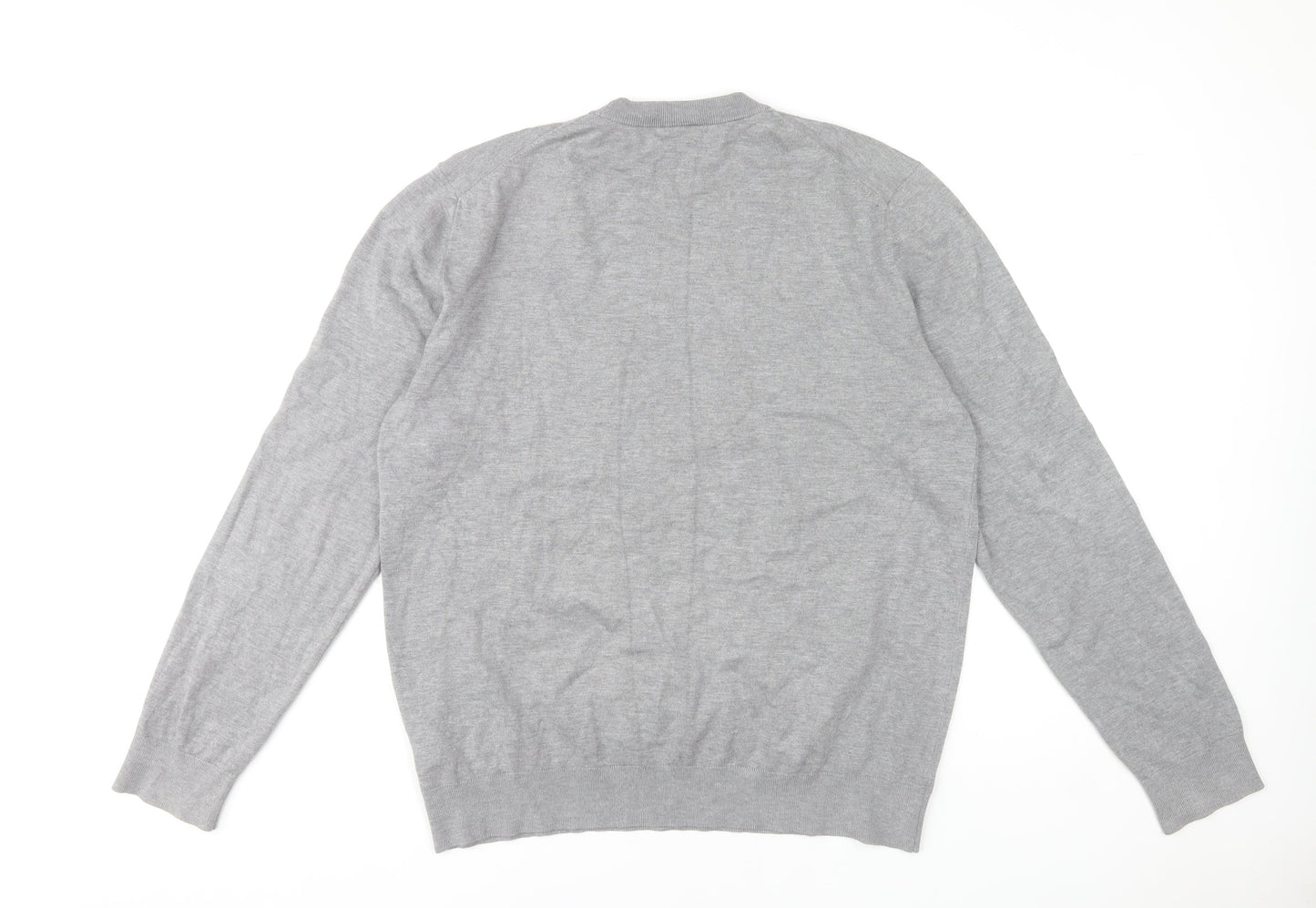 H&M Men Grey Slim Fit Crew Neck Jumper Size L Lightweight Knit