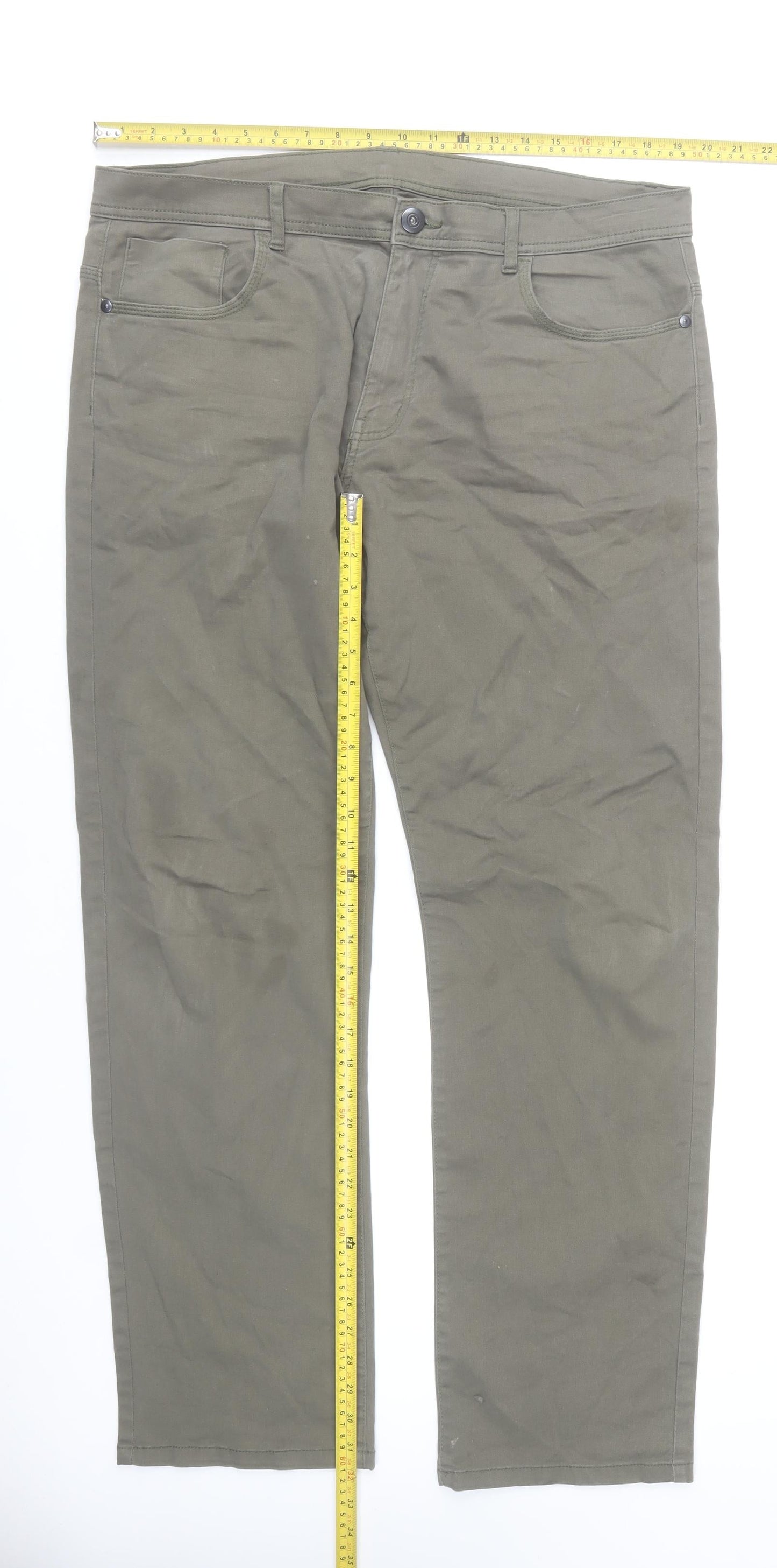 Dunnes Stores Men’s Khaki Straight Jeans 38W 34L Cotton Stretch