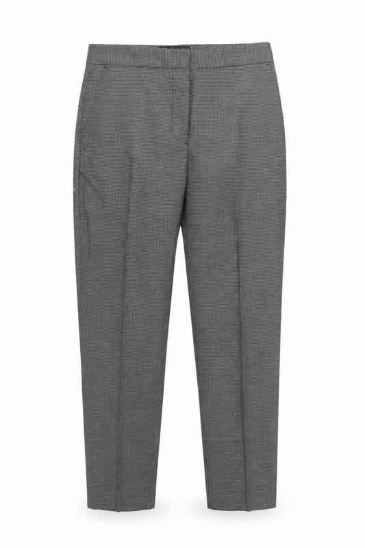 Zara Womens Grey Check Slim Fit Straight Leg Trousers Size 12