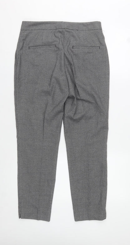 Zara Womens Grey Check Slim Fit Straight Leg Trousers Size 12