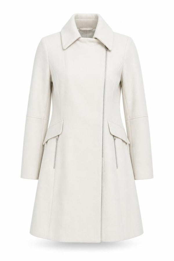 Front view of St. Bernard for Dunnes Stores Women's Beige Belted Mid-Length Coat, size 10