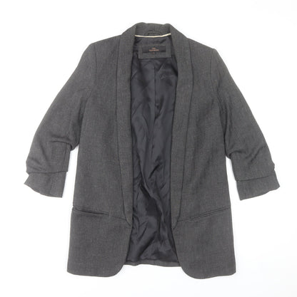 Next Women Grey Herringbone Blazer Jacket Size 6 Tailored Lined