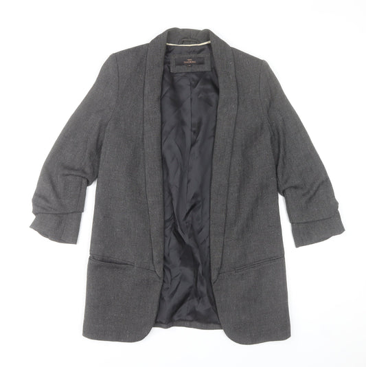 Next Women Grey Herringbone Blazer Jacket Size 6 Tailored Lined