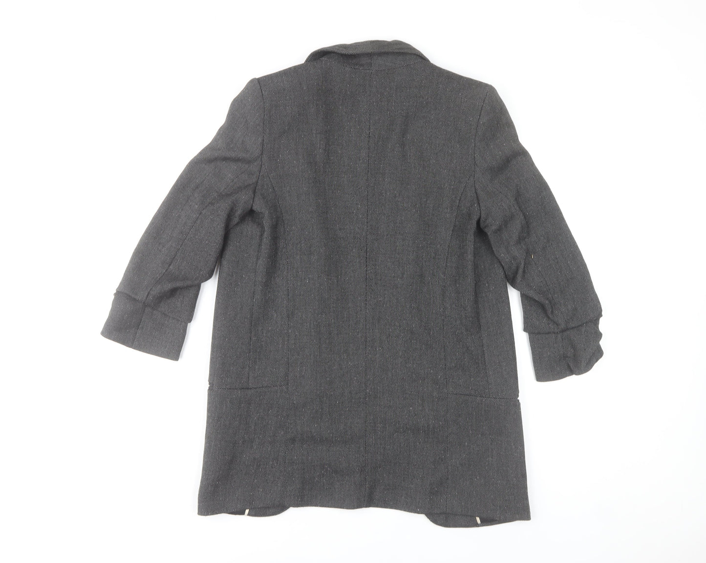 Next Women Grey Herringbone Blazer Jacket Size 6 Tailored Lined