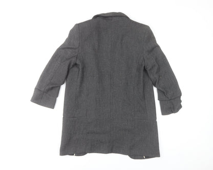 Next Women Grey Herringbone Blazer Jacket Size 6 Tailored Lined