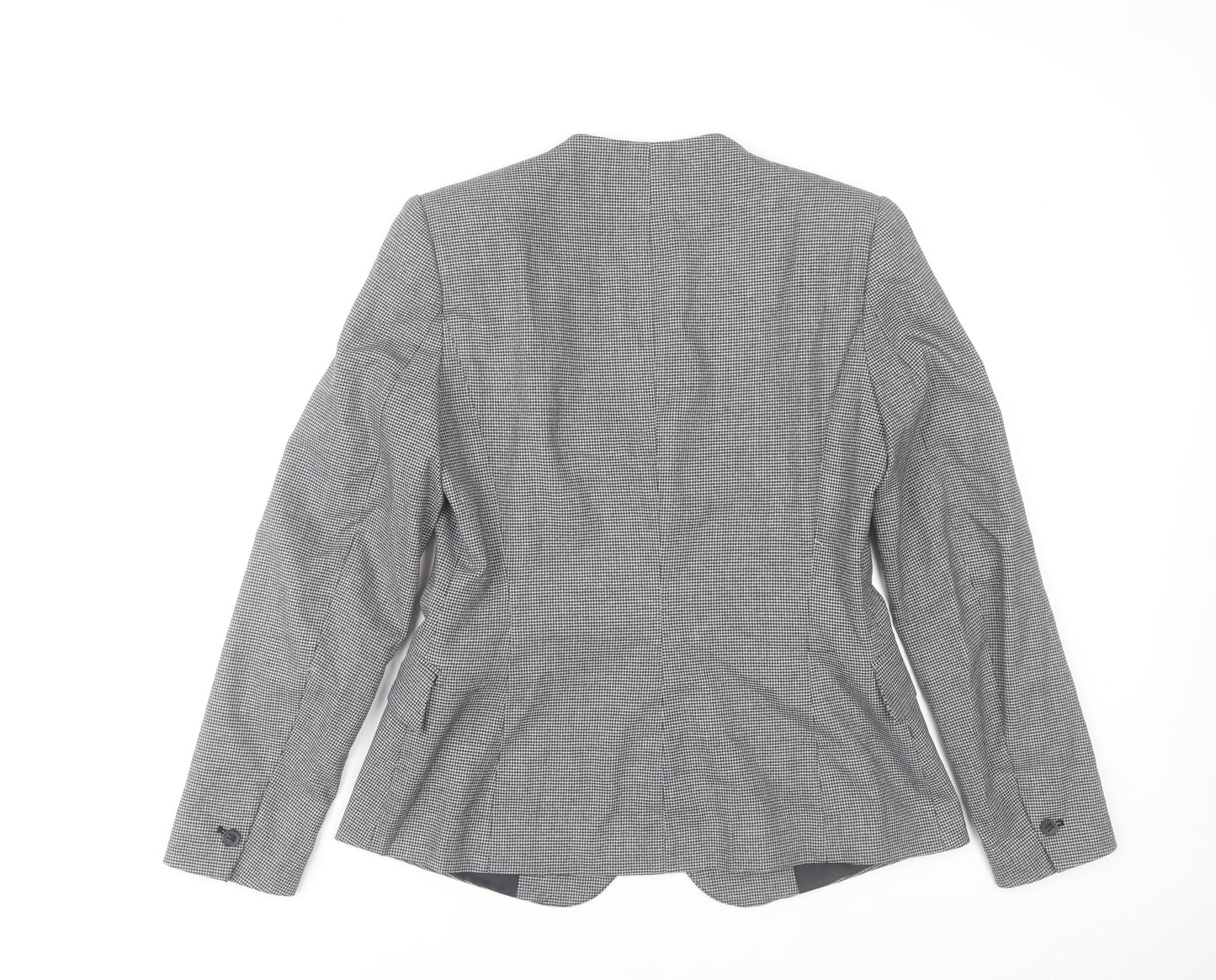 Zara Women Grey Houndstooth Single-Breasted Blazer Size 12