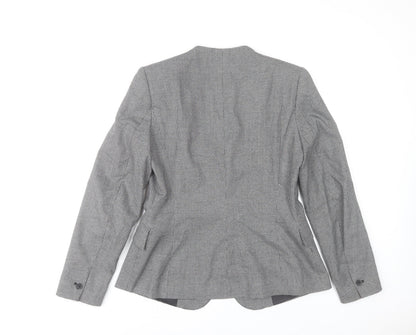 Zara Women Grey Houndstooth Single-Breasted Blazer Size 12