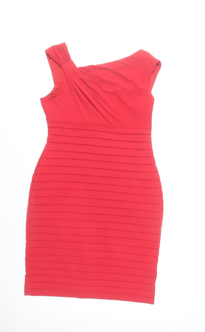 London Times Women’s Red One Shoulder Bodycon Dress Size 12