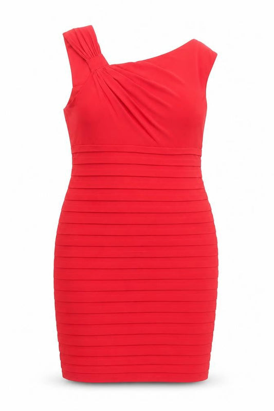 London Times Women’s Red One Shoulder Bodycon Dress Size 12