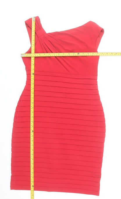 London Times Women’s Red One Shoulder Bodycon Dress Size 12