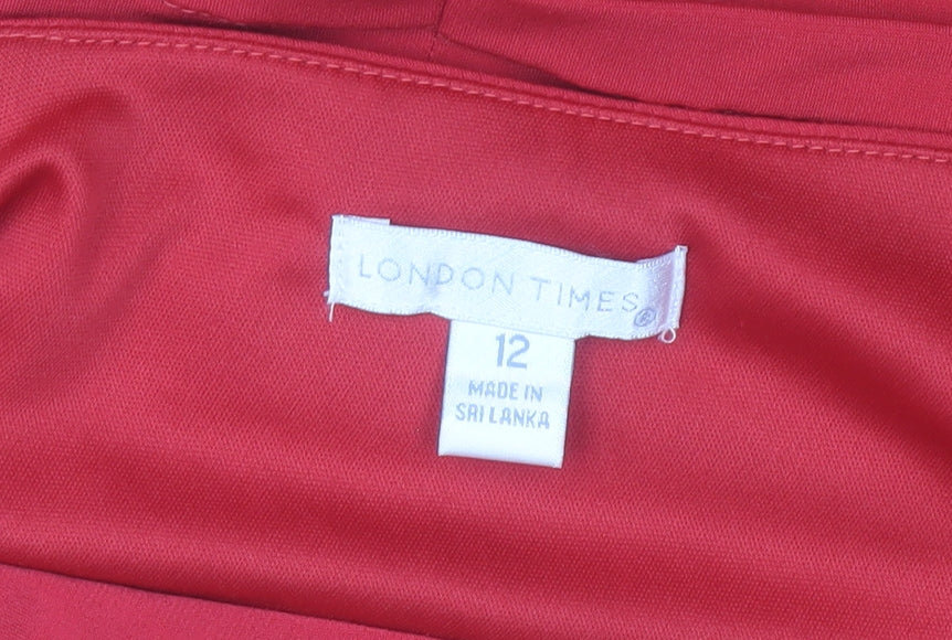 London Times Women’s Red One Shoulder Bodycon Dress Size 12