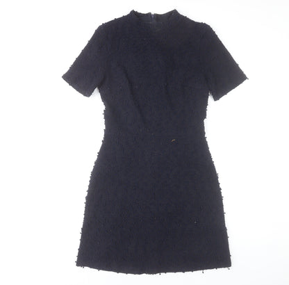 Warehouse Women’s Black Short Shift Dress Size 10 Textured Elegant