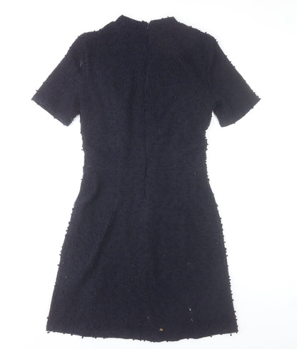 Warehouse Women’s Black Short Shift Dress Size 10 Textured Elegant