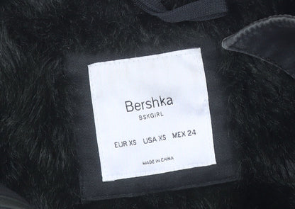 Bershka Womens Green Faux Fur Hooded Parka Coat XS
