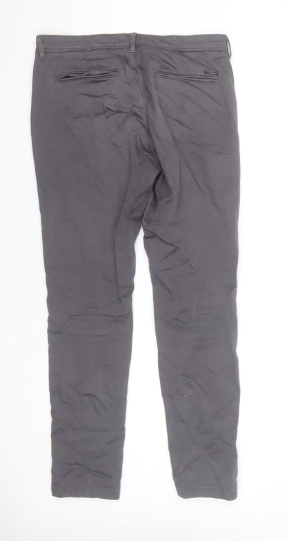 Jack & Jones Men's Grey Slim Fit Chino Trousers Size 32x32