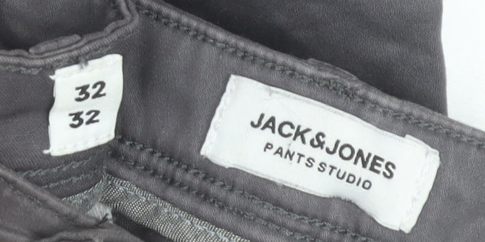 Jack & Jones Men's Grey Slim Fit Chino Trousers Size 32x32