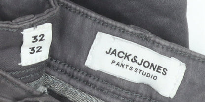 Jack & Jones Men's Grey Slim Fit Chino Trousers Size 32x32