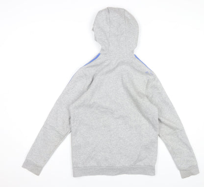 Adidas Boys Grey Full Zip Hoodie 13-14 Years Lined Cotton Blend