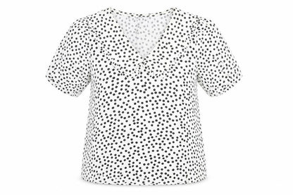 Marks and Spencer Womens Ivory Polka Dot V-Neck Ruffle Blouse Size 8