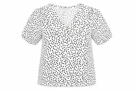 Marks and Spencer Womens Ivory Polka Dot V-Neck Ruffle Blouse Size 8